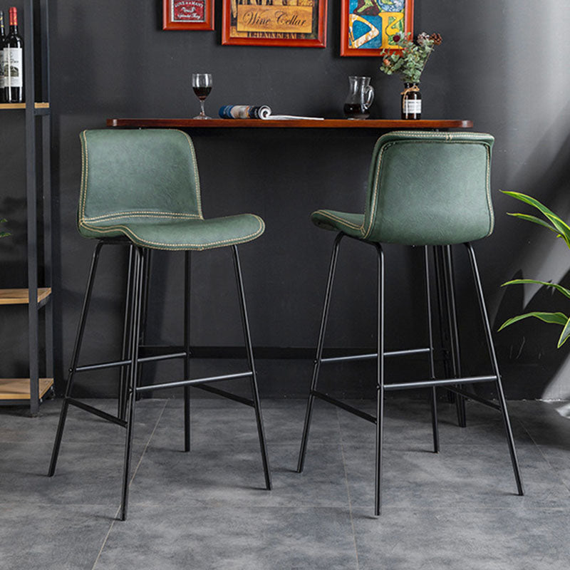Contemporary Scandinavian PU Leather Bar Stool with Solid Wood Frame, Curved Square Seat and Backrest – Perfect for Dining Room