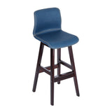 Contemporary Scandinavian PU Leather Bar Stool with Solid Wood Frame, Curved Square Seat and Backrest – Perfect for Dining Room