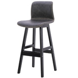 Contemporary Scandinavian PU Leather Bar Stool with Solid Wood Frame, Curved Square Seat and Backrest – Perfect for Dining Room
