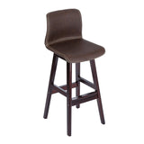 Contemporary Scandinavian PU Leather Bar Stool with Solid Wood Frame, Curved Square Seat and Backrest – Perfect for Dining Room