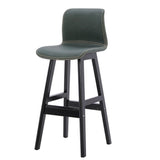 Contemporary Scandinavian PU Leather Bar Stool with Solid Wood Frame, Curved Square Seat and Backrest – Perfect for Dining Room