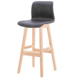 Contemporary Scandinavian PU Leather Bar Stool with Solid Wood Frame, Curved Square Seat and Backrest – Perfect for Dining Room