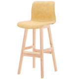 Contemporary Scandinavian PU Leather Bar Stool with Solid Wood Frame, Curved Square Seat and Backrest – Perfect for Dining Room