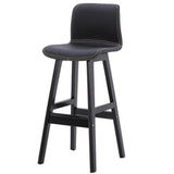 Contemporary Scandinavian PU Leather Bar Stool with Solid Wood Frame, Curved Square Seat and Backrest – Perfect for Dining Room
