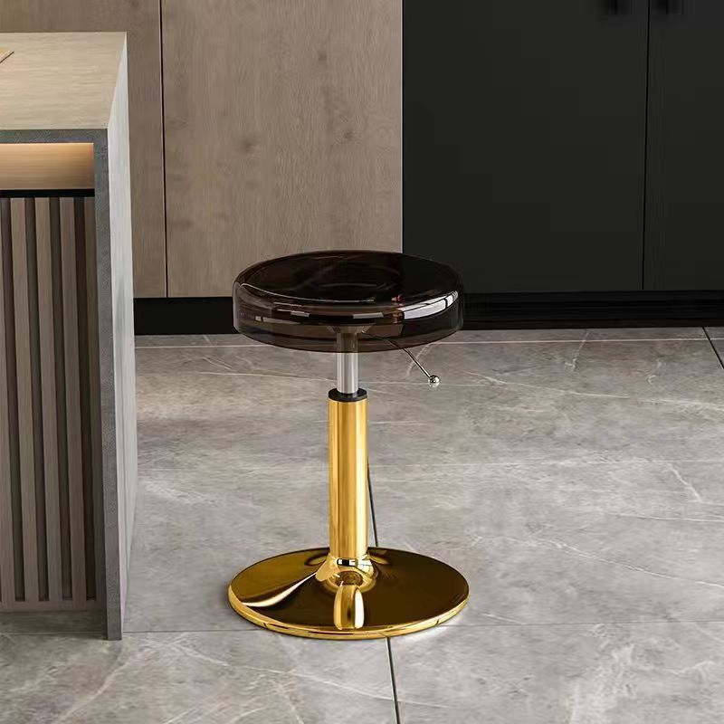 Luxurious Modern Acrylic & Carbon Steel Round Bar Stool for Dining Room