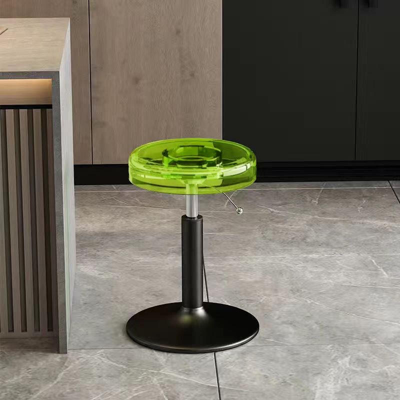 Luxurious Modern Acrylic & Carbon Steel Round Bar Stool for Dining Room