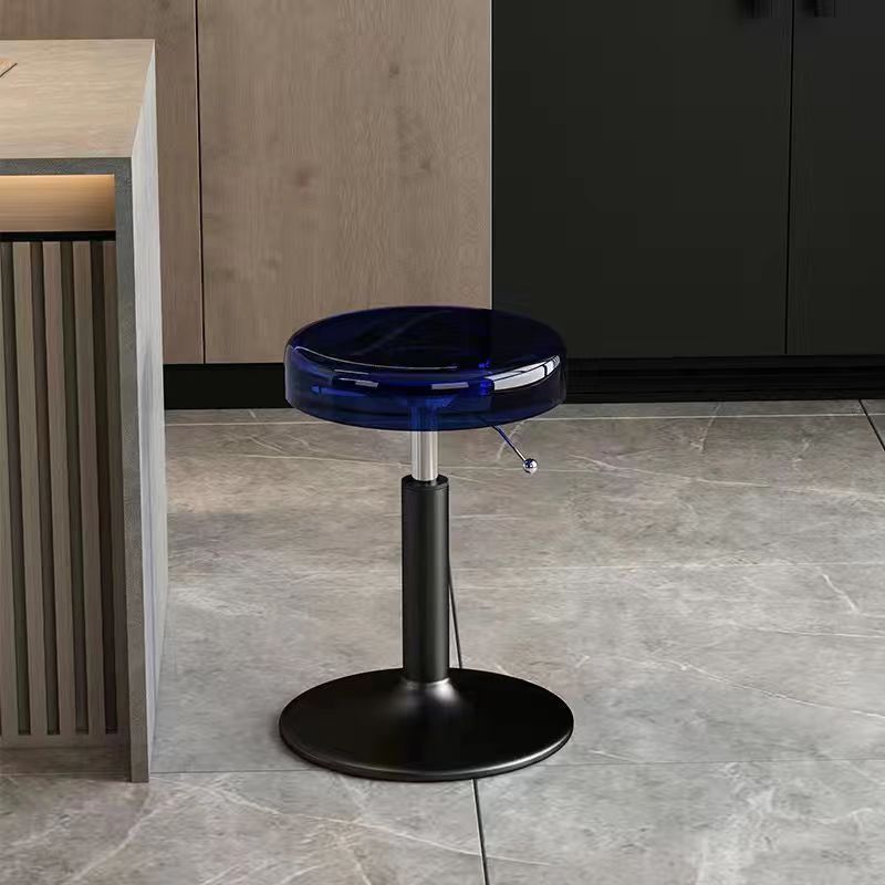Luxurious Modern Acrylic & Carbon Steel Round Bar Stool for Dining Room