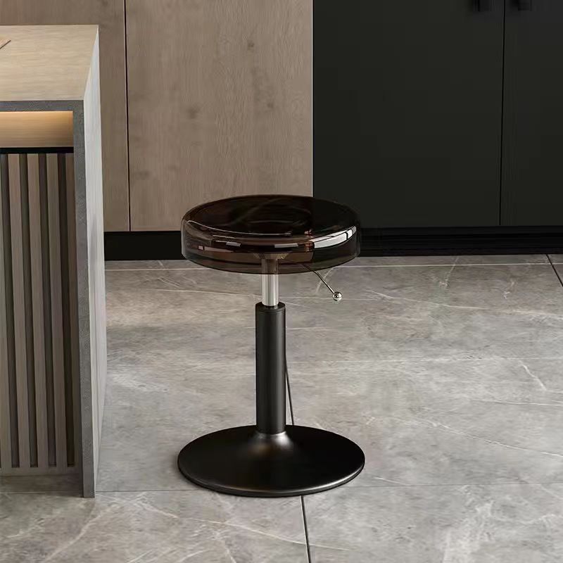 Luxurious Modern Acrylic & Carbon Steel Round Bar Stool for Dining Room