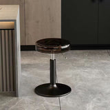 Luxurious Modern Acrylic & Carbon Steel Round Bar Stool for Dining Room