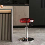 Luxurious Modern Acrylic & Carbon Steel Round Bar Stool for Dining Room
