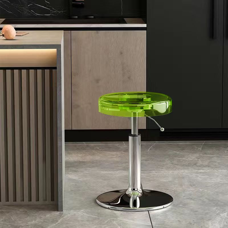 Luxurious Modern Acrylic & Carbon Steel Round Bar Stool for Dining Room