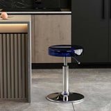 Luxurious Modern Acrylic & Carbon Steel Round Bar Stool for Dining Room
