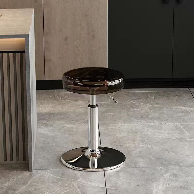 Luxurious Modern Acrylic & Carbon Steel Round Bar Stool for Dining Room