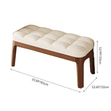 Contemporary Scandinavian PU Leather Upholstered Solid Wood Shoe Bench with Rectangular Grid Design for Entryway & Living Room