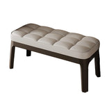 Contemporary Scandinavian PU Leather Upholstered Solid Wood Shoe Bench with Rectangular Grid Design for Entryway & Living Room