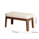 Contemporary Scandinavian PU Leather Upholstered Solid Wood Shoe Bench with Rectangular Grid Design for Entryway & Living Room