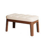 Contemporary Scandinavian PU Leather Upholstered Solid Wood Shoe Bench with Rectangular Grid Design for Entryway & Living Room