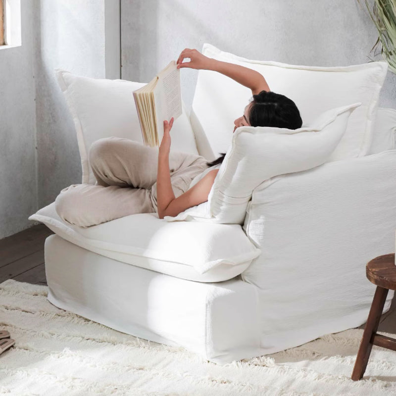 Moonlight White Swivel Birch Wood Accent Chair – Sleek Minimalist Lounge Chair for Living Room or Study