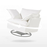 Moonlight White Swivel Birch Wood Accent Chair – Sleek Minimalist Lounge Chair for Living Room or Study