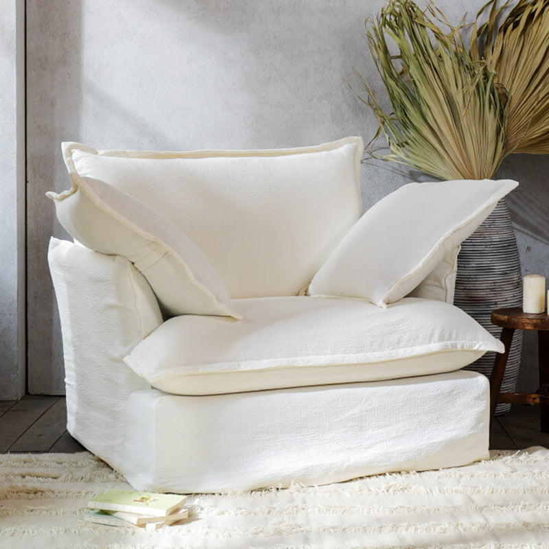 Moonlight White Swivel Birch Wood Accent Chair – Sleek Minimalist Lounge Chair for Living Room or Study