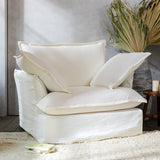 Moonlight White Swivel Birch Wood Accent Chair – Sleek Minimalist Lounge Chair for Living Room or Study