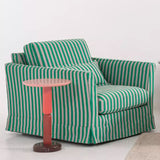 Green & White Stripe Birch Wood Accent Chair – Scandinavian-Style Lounge Chair for Living Room or Study