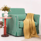 Green & White Stripe Birch Wood Accent Chair – Scandinavian-Style Lounge Chair for Living Room or Study