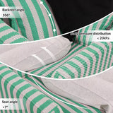Green & White Stripe Birch Wood Accent Chair – Scandinavian-Style Lounge Chair for Living Room or Study