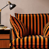 Bold Black & Orange Stripe Swivel Birch Wood Accent Chair - French-Inspired Living Room Lounge Chair