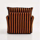 Bold Black & Orange Stripe Swivel Birch Wood Accent Chair - French-Inspired Living Room Lounge Chair