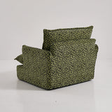 Green Leopard Print Swivel Birch Wood Accent Chair — Vintage Oriental Style Sofa for Living Room