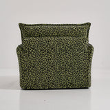 Green Leopard Print Swivel Birch Wood Accent Chair — Vintage Oriental Style Sofa for Living Room