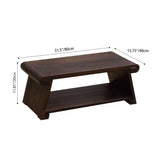 Traditional Japanese Foldable Solid Wood Coffee Table – Two-Tier, Rounded Rectangular Design for Living Room