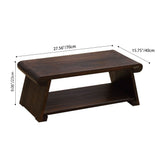 Traditional Japanese Foldable Solid Wood Coffee Table – Two-Tier, Rounded Rectangular Design for Living Room
