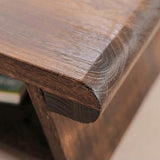 Traditional Japanese Foldable Solid Wood Coffee Table – Two-Tier, Rounded Rectangular Design for Living Room