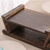 Traditional Japanese Foldable Solid Wood Coffee Table – Two-Tier, Rounded Rectangular Design for Living Room