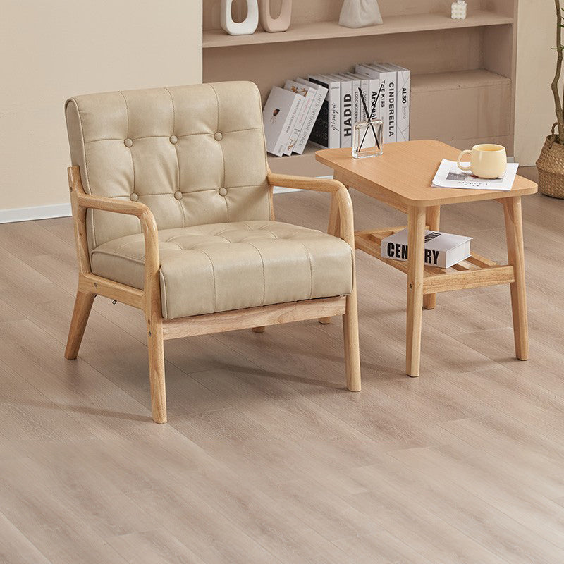 Contemporary Scandinavian Solid Wood Sofa with Oil-Waxed Leather, Rectangular Frame and Softly Rounded Edges, 1/2/3-Seater for Living Room