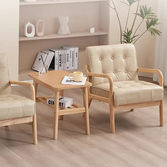 Contemporary Scandinavian Solid Wood Sofa with Oil-Waxed Leather, Rectangular Frame and Softly Rounded Edges, 1/2/3-Seater for Living Room
