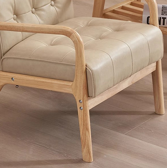 Contemporary Scandinavian Solid Wood Sofa with Oil-Waxed Leather, Rectangular Frame and Softly Rounded Edges, 1/2/3-Seater for Living Room