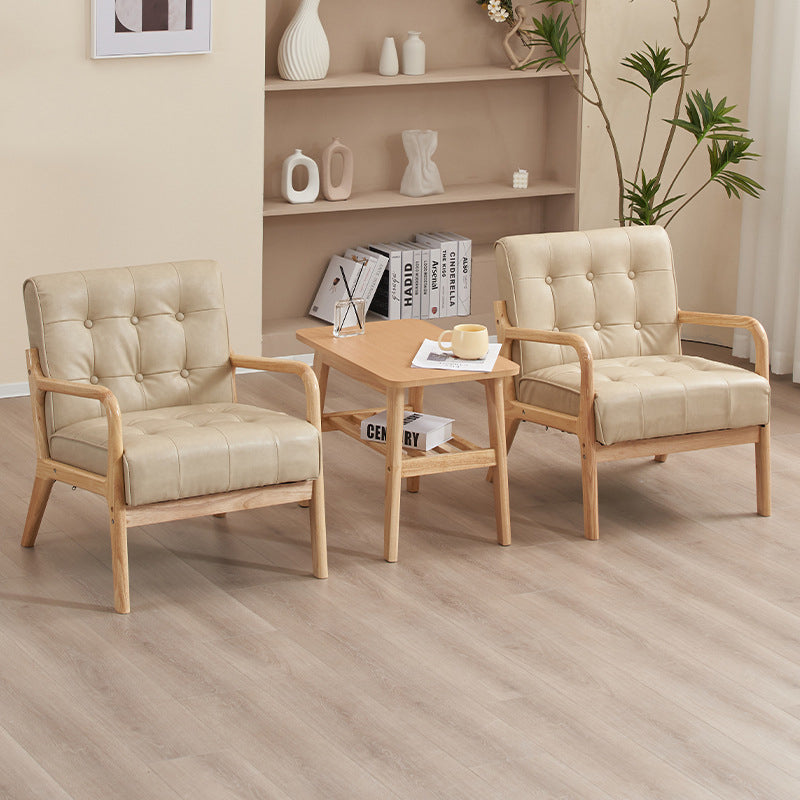 Contemporary Scandinavian Solid Wood Sofa with Oil-Waxed Leather, Rectangular Frame and Softly Rounded Edges, 1/2/3-Seater for Living Room