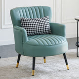 Modern Scandinavian Microfiber Leather Accent Chair with Metal Frame — Round-and-Square Design, Backrest & Armrests, Ideal for Living Room