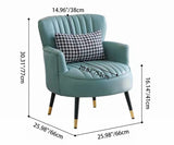 Modern Scandinavian Microfiber Leather Accent Chair with Metal Frame — Round-and-Square Design, Backrest & Armrests, Ideal for Living Room