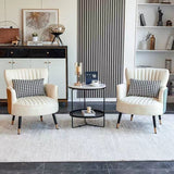 Modern Scandinavian Microfiber Leather Accent Chair with Metal Frame — Round-and-Square Design, Backrest & Armrests, Ideal for Living Room