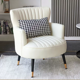 Modern Scandinavian Microfiber Leather Accent Chair with Metal Frame — Round-and-Square Design, Backrest & Armrests, Ideal for Living Room