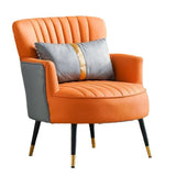 Modern Scandinavian Microfiber Leather Accent Chair with Metal Frame — Round-and-Square Design, Backrest & Armrests, Ideal for Living Room