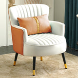 Modern Scandinavian Microfiber Leather Accent Chair with Metal Frame — Round-and-Square Design, Backrest & Armrests, Ideal for Living Room
