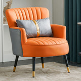 Modern Scandinavian Microfiber Leather Accent Chair with Metal Frame — Round-and-Square Design, Backrest & Armrests, Ideal for Living Room