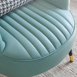 Modern Scandinavian Microfiber Leather Accent Chair with Metal Frame — Round-and-Square Design, Backrest & Armrests, Ideal for Living Room