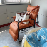 Modern Scandinavian Tech-Fabric Accent Chair with Metal Frame, Rounded-Rectangular Design, Armrests and Backrest for Home Office