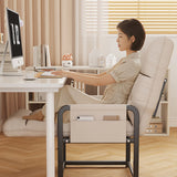 Modern Scandinavian Tech-Fabric Accent Chair with Metal Frame, Rounded-Rectangular Design, Armrests and Backrest for Home Office